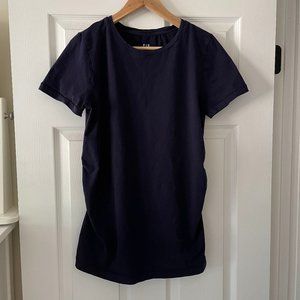 Maternity Organic Cotton Vintage Crew T-Shirt Large Navy Blue